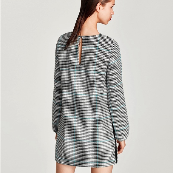 NWT Zara checked dress with velvet stripes - Picture 4 of 8